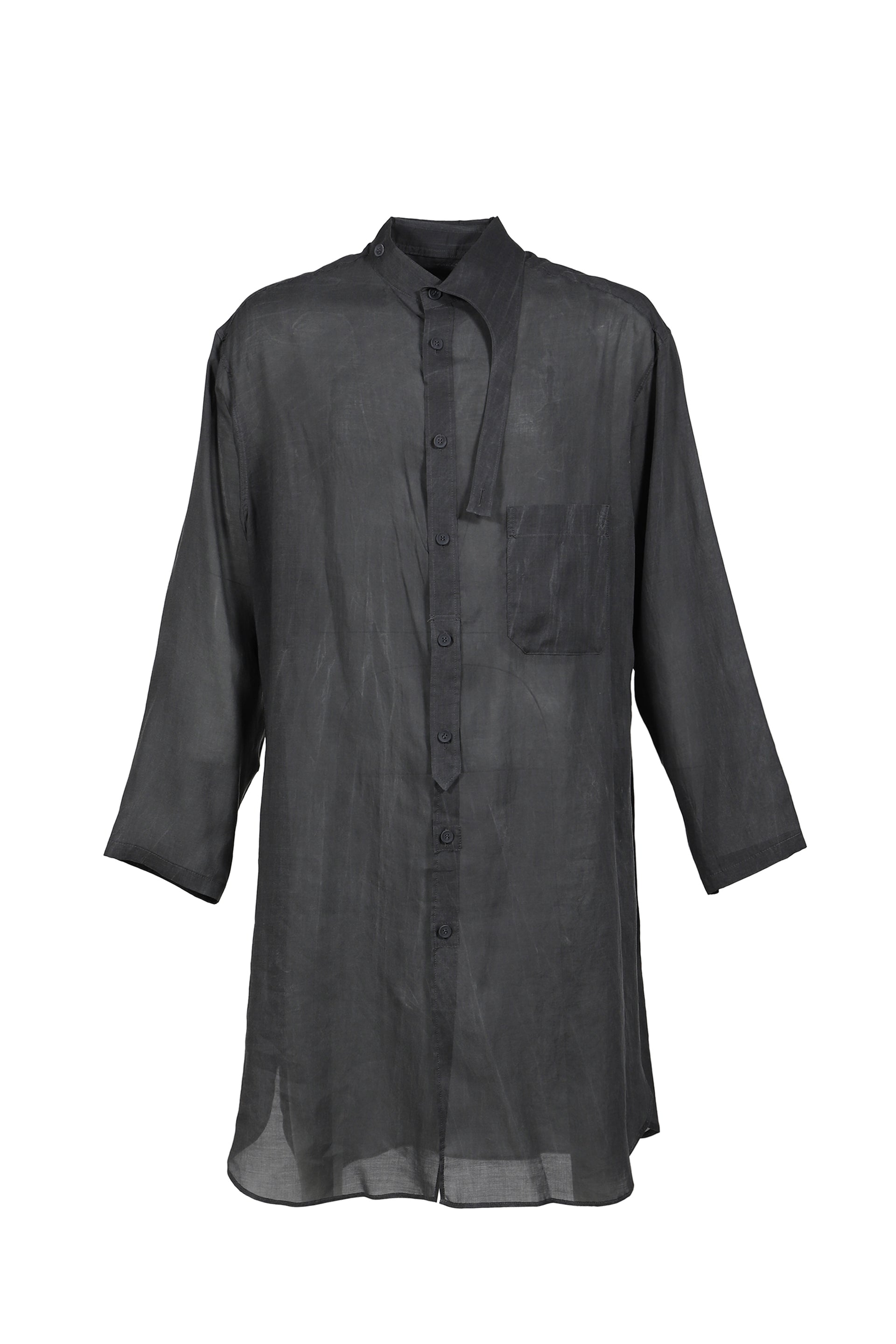 ASYMMETRY COLLAR LONG SHIRT / BLK