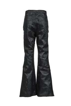 CRACK WAXED GUSSET VARET JEANS / BLK 