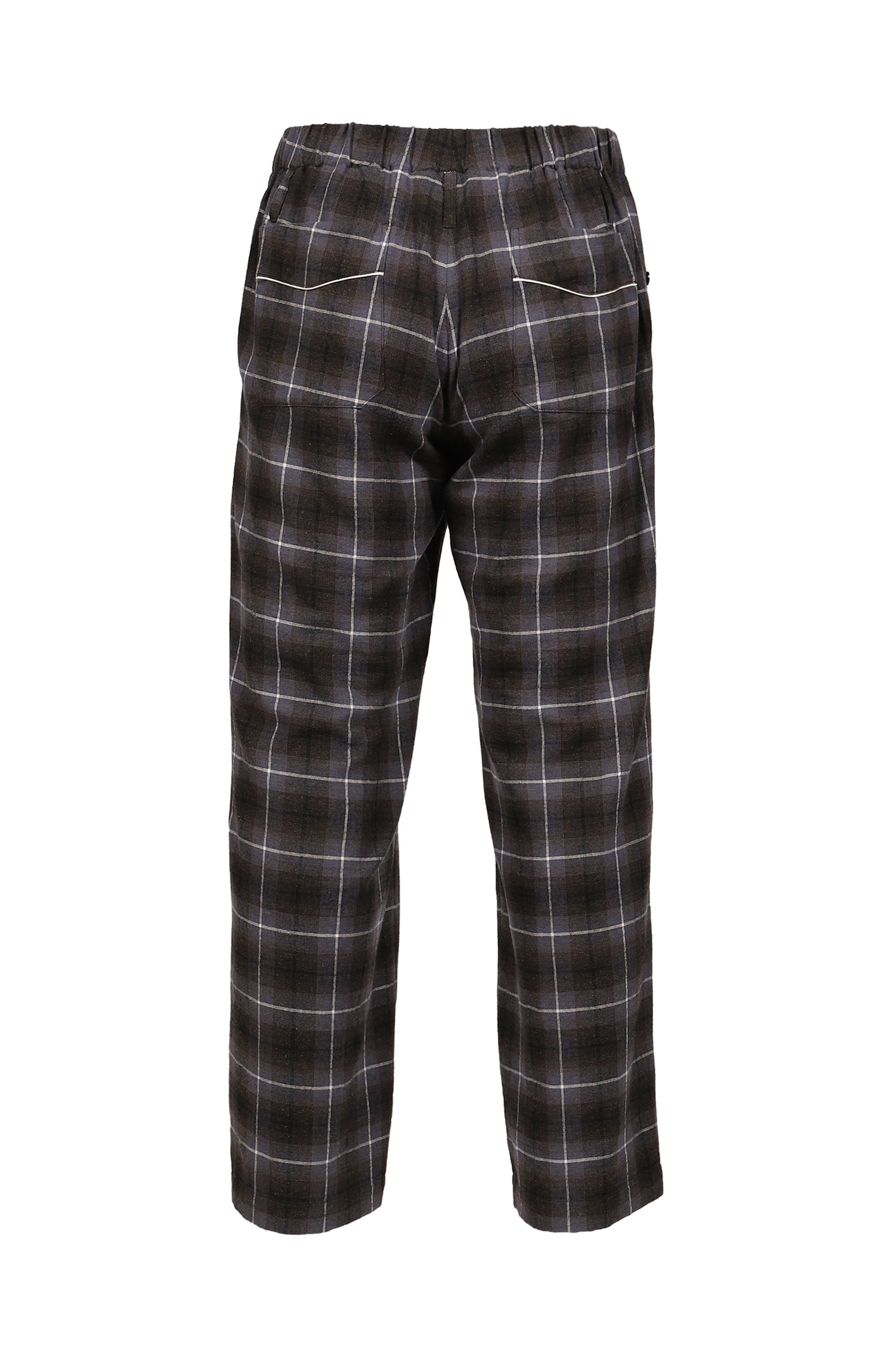 "GOOD SLEEPING WEAR" SILK COTTON CHECK PANTS  / BLK/PUR
