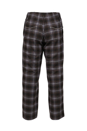 "GOOD SLEEPING WEAR" SILK COTTON CHECK PANTS  / BLK/PUR