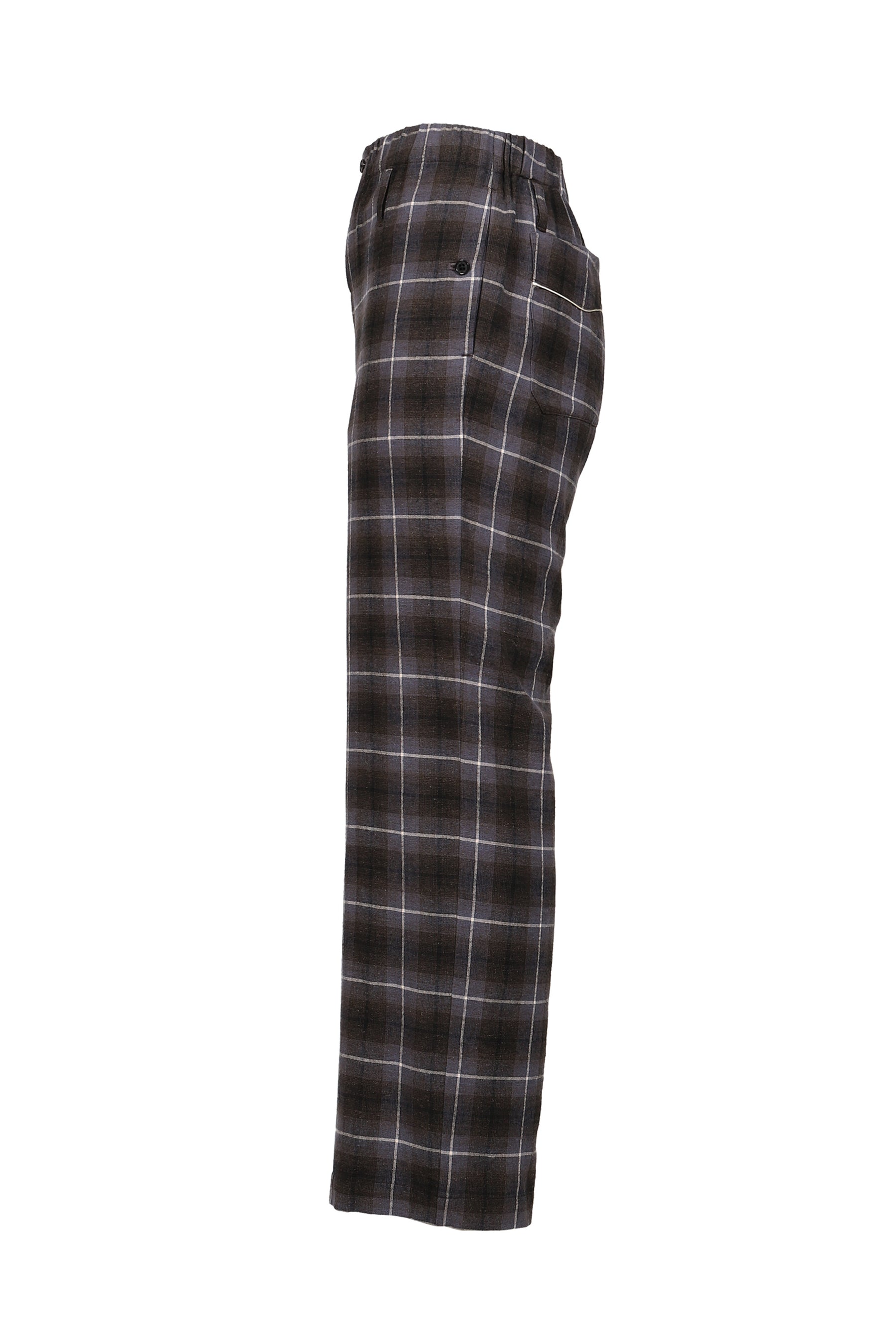 "GOOD SLEEPING WEAR" SILK COTTON CHECK PANTS  / BLK/PUR