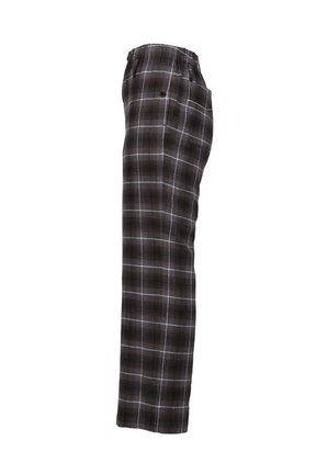 "GOOD SLEEPING WEAR" SILK COTTON CHECK PANTS  / BLK/PUR