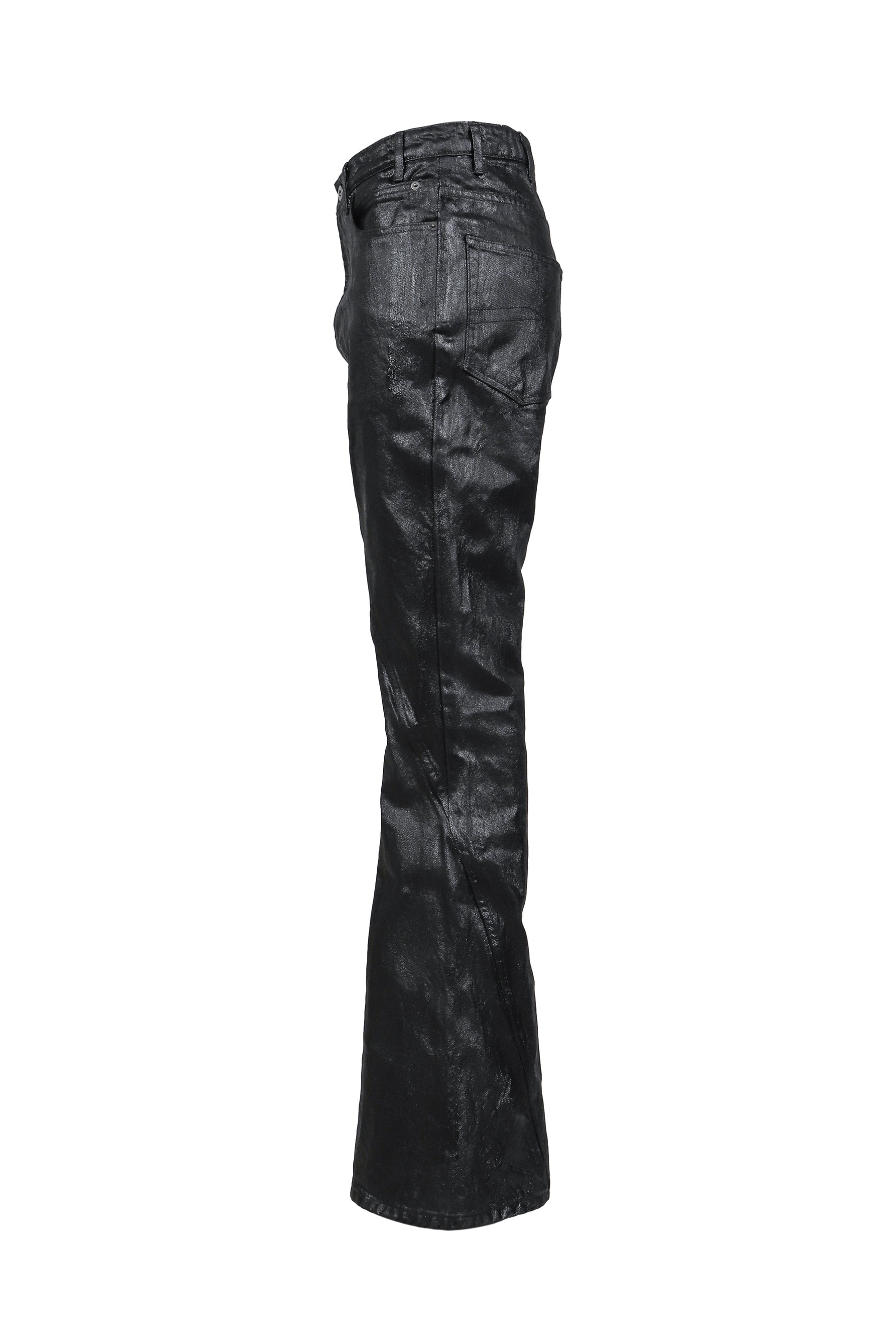 CRACK WAXED GUSSET VARET JEANS / BLK 