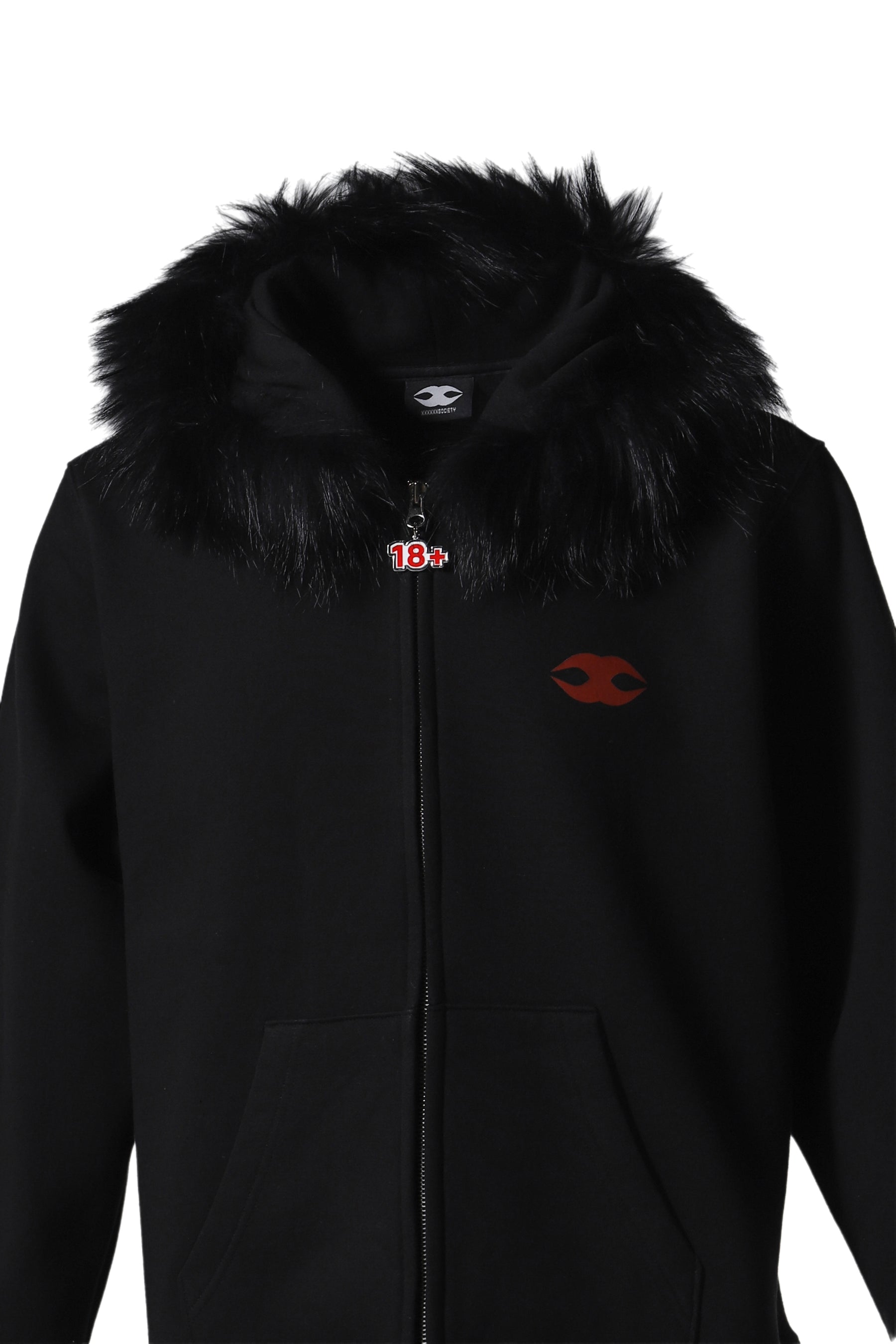 FUR HOODIE BLACK / BLK