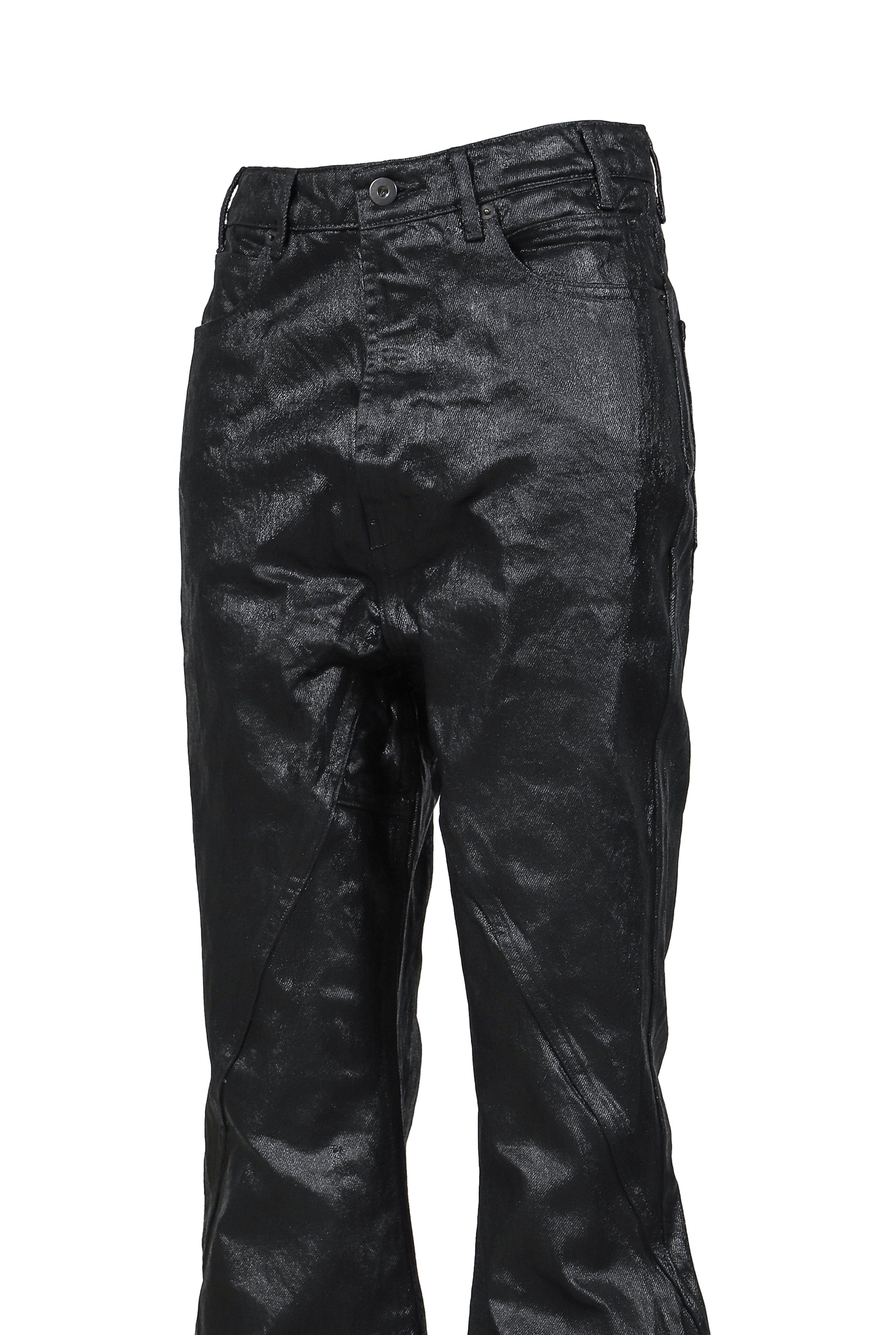 CRACK WAXED GUSSET VARET JEANS / BLK 