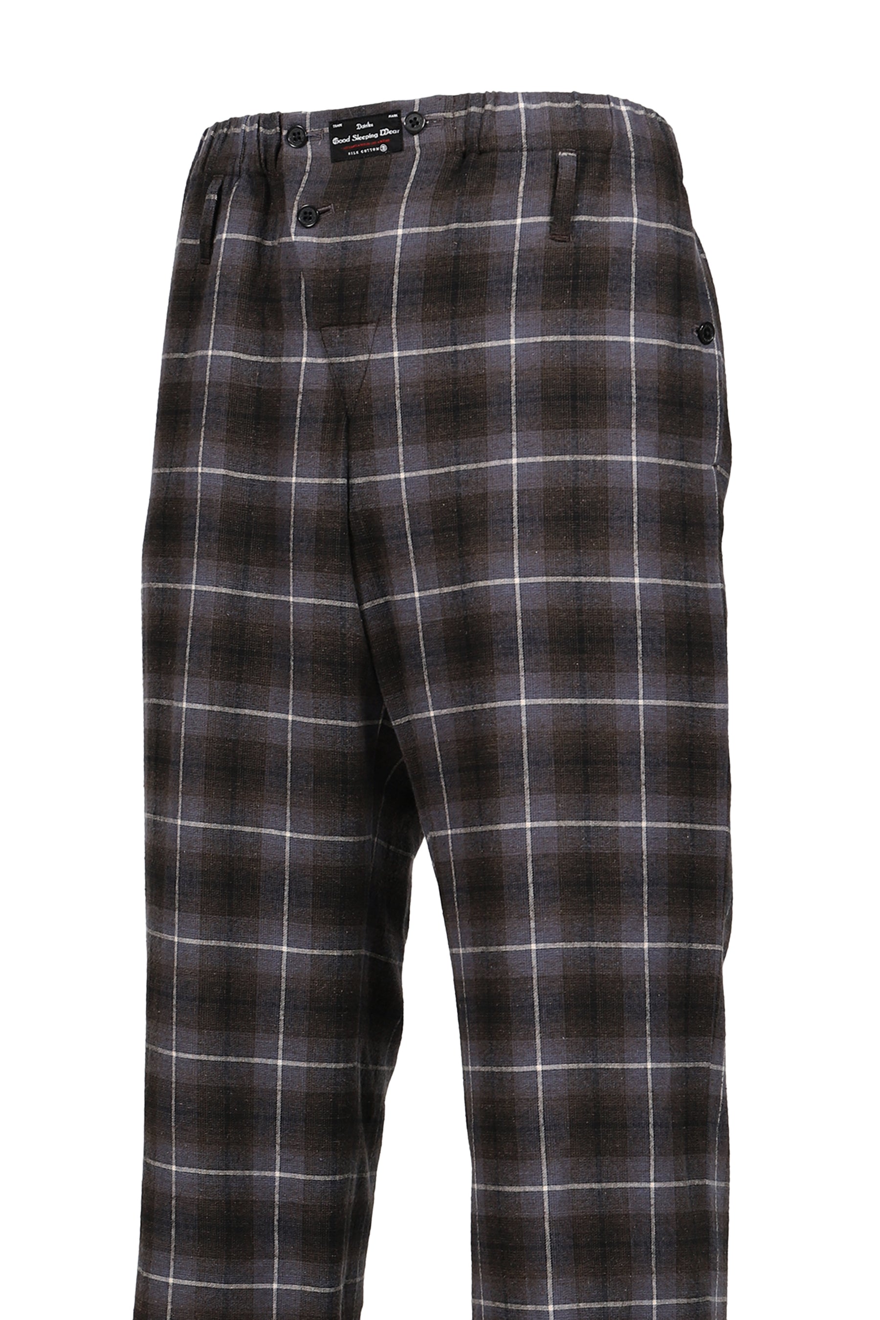 "GOOD SLEEPING WEAR" SILK COTTON CHECK PANTS  / BLK/PUR