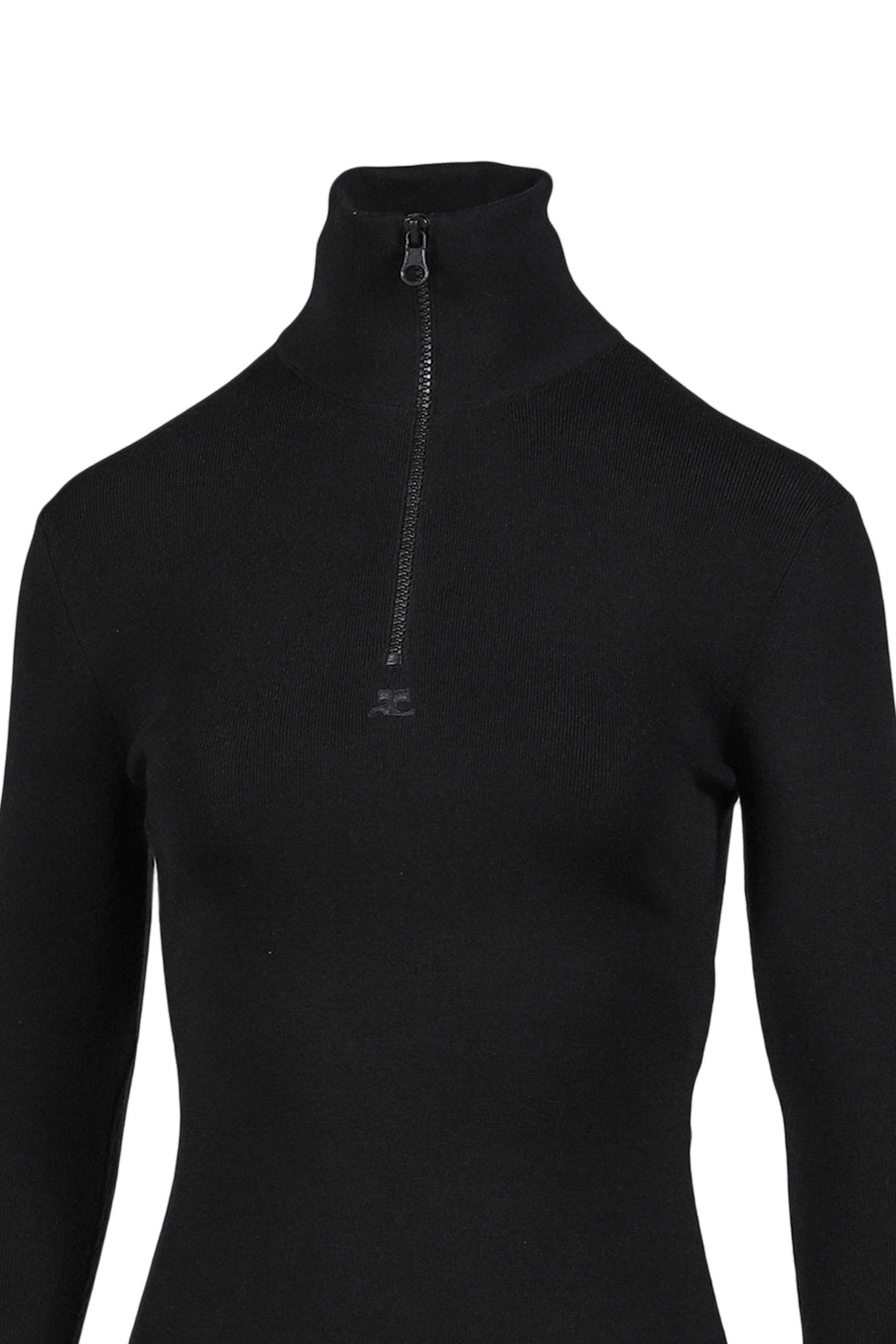 ZIPPED MOCKNECK SWEATER / BLACK 