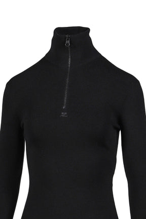 ZIPPED MOCKNECK SWEATER / BLACK 