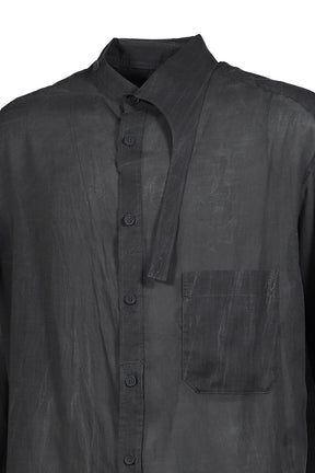 ASYMMETRY COLLAR LONG SHIRT / BLK