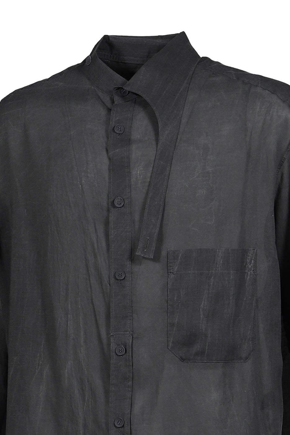 ASYMMETRY COLLAR LONG SHIRT / BLK