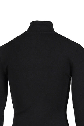 ZIPPED MOCKNECK SWEATER / BLACK 