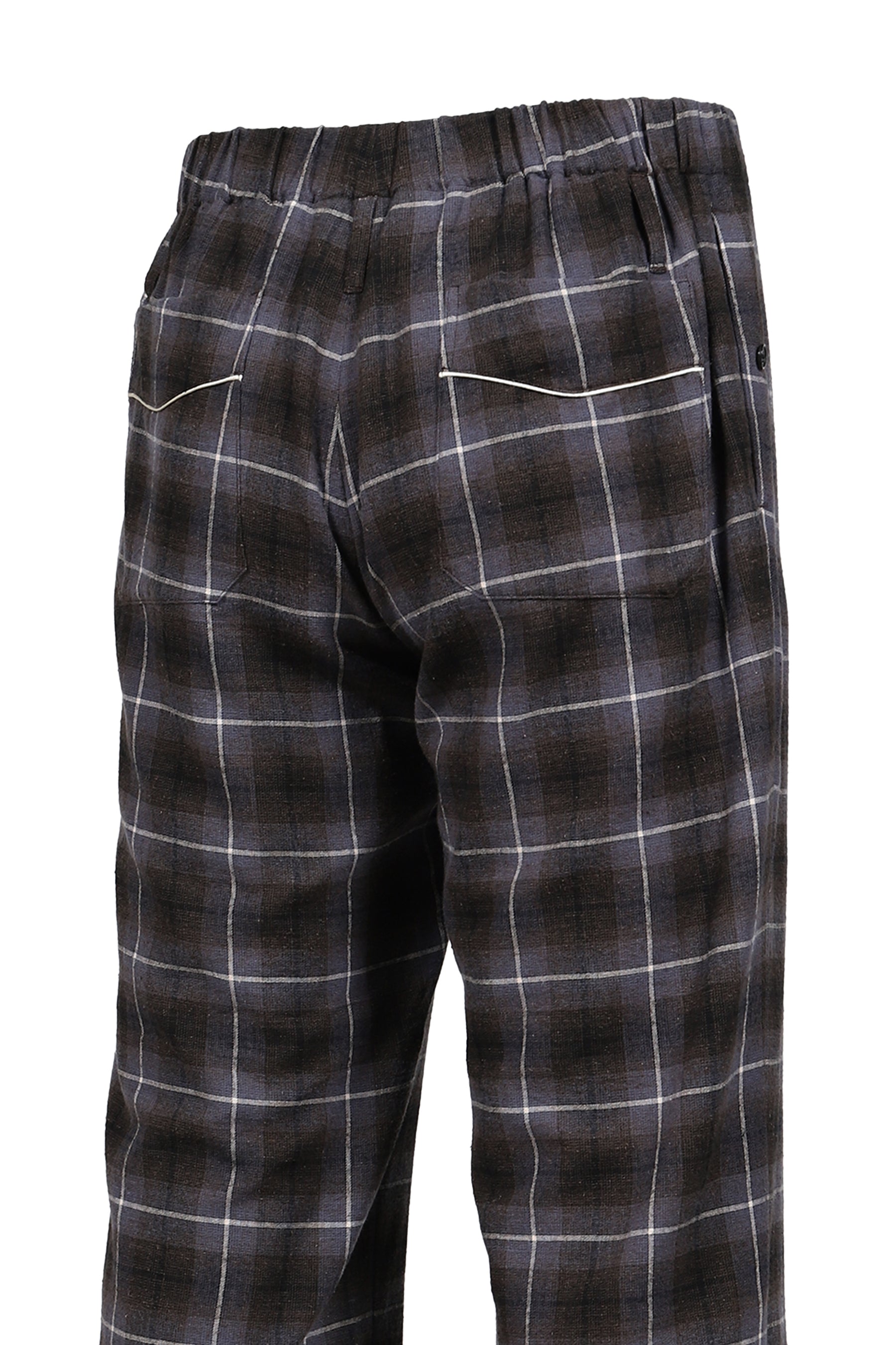 "GOOD SLEEPING WEAR" SILK COTTON CHECK PANTS  / BLK/PUR