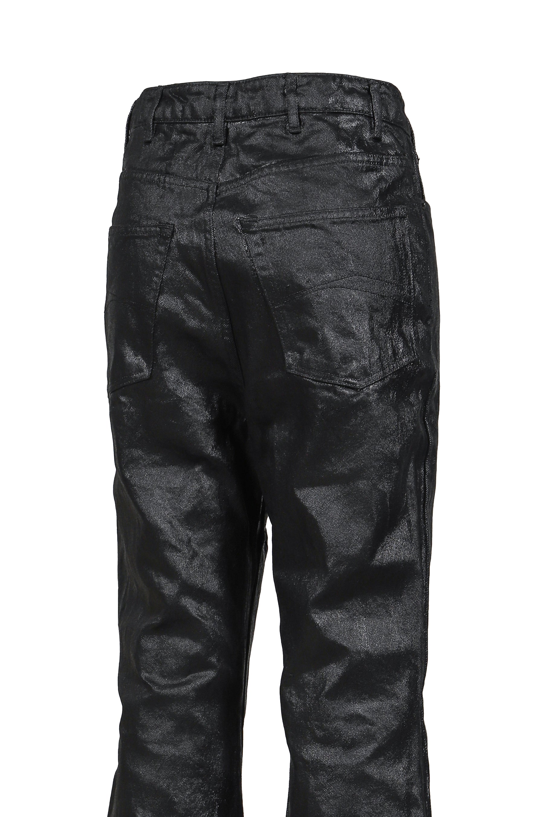 CRACK WAXED GUSSET VARET JEANS / BLK 