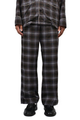 "GOOD SLEEPING WEAR" SILK COTTON CHECK PANTS  / BLK/PUR