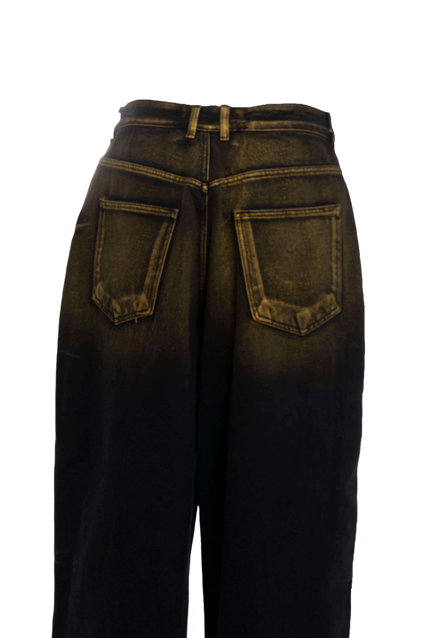 WE11DONE FW23 BLACK MENS METAL PRINT DENIM PANTS / BLK -NUBIAN