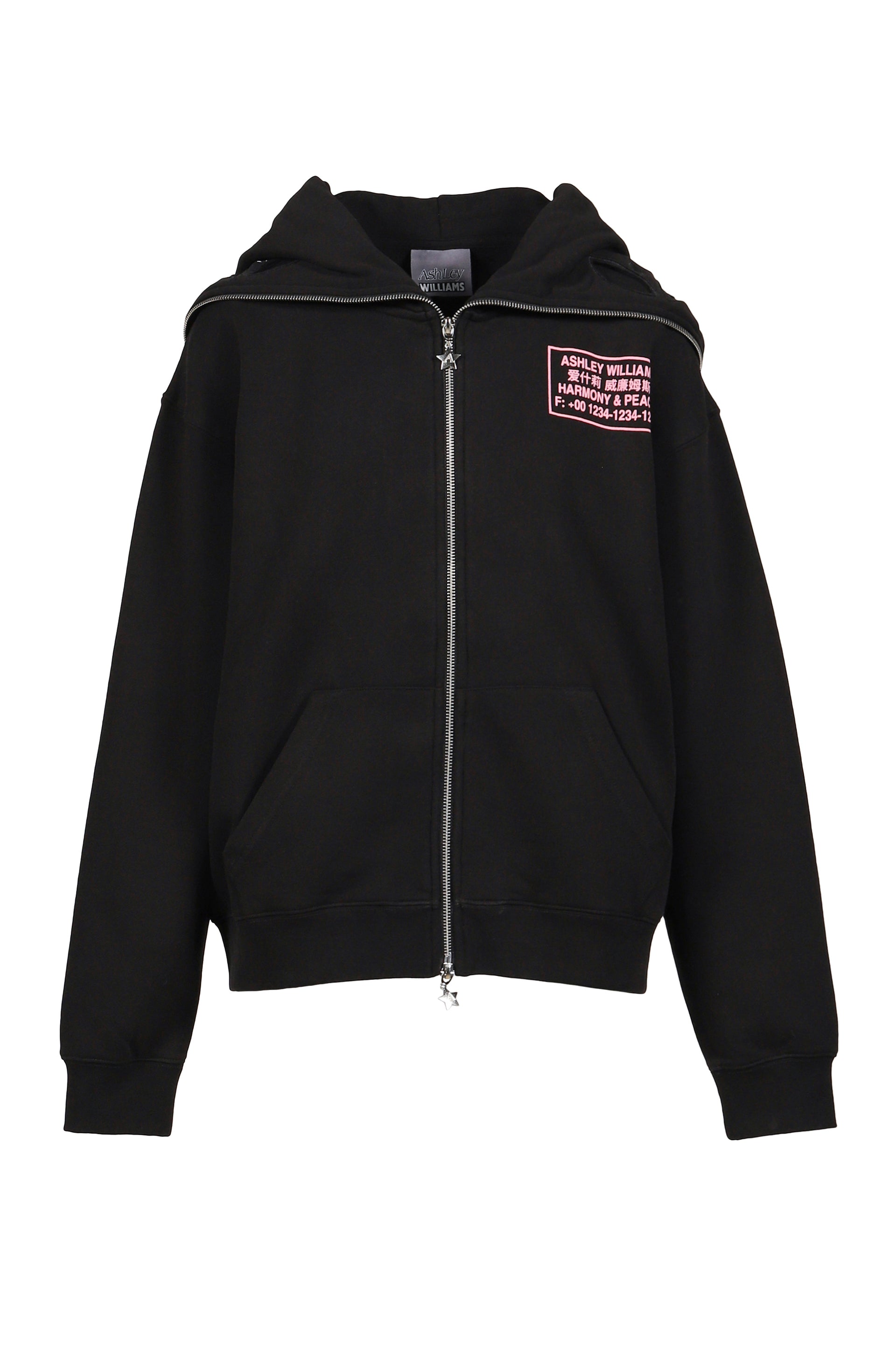 PINK HARMONY & PEACE BUTTERFLY HOODIE / BLK