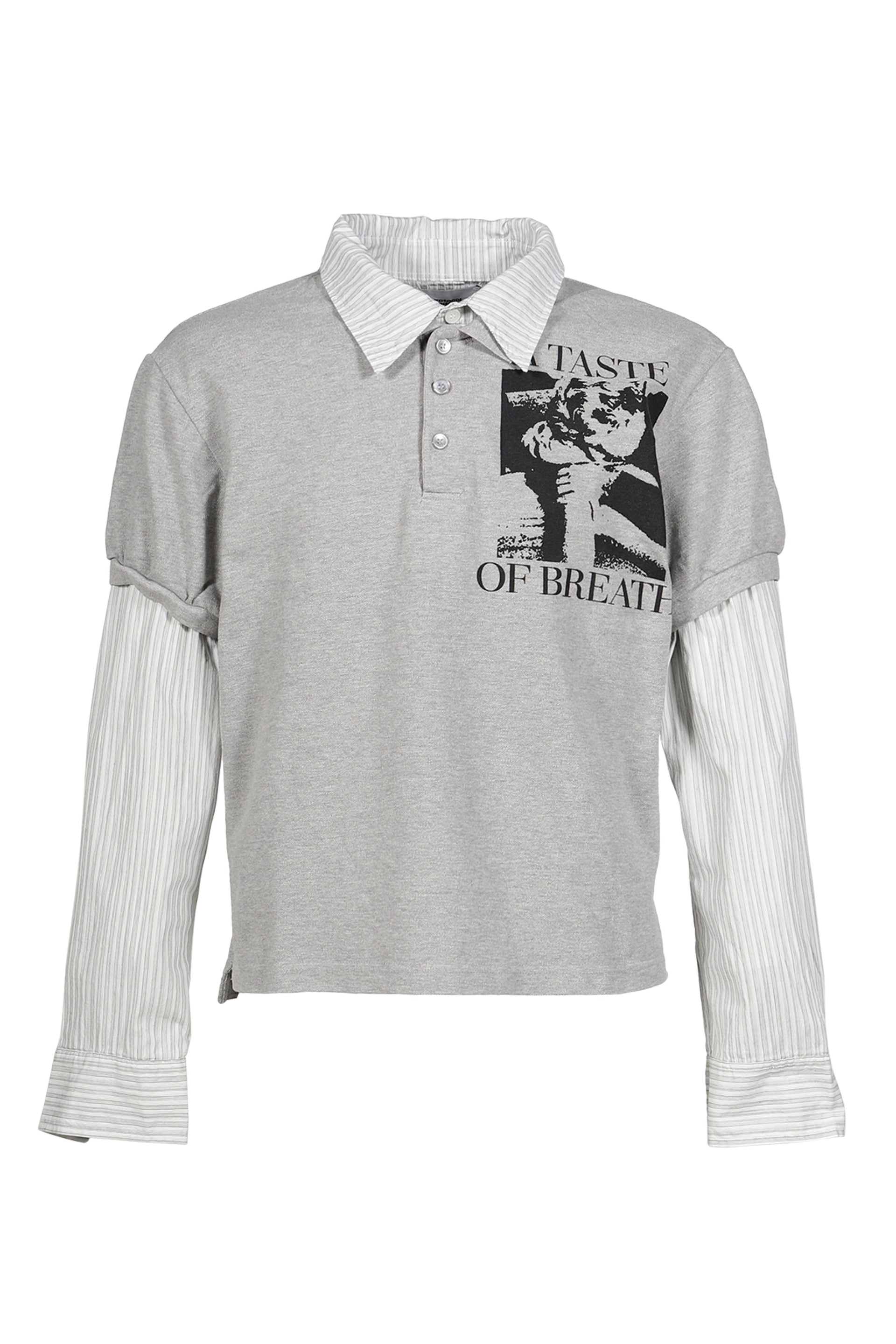 LAYERED POLO SHIRT / MELANGE GRY