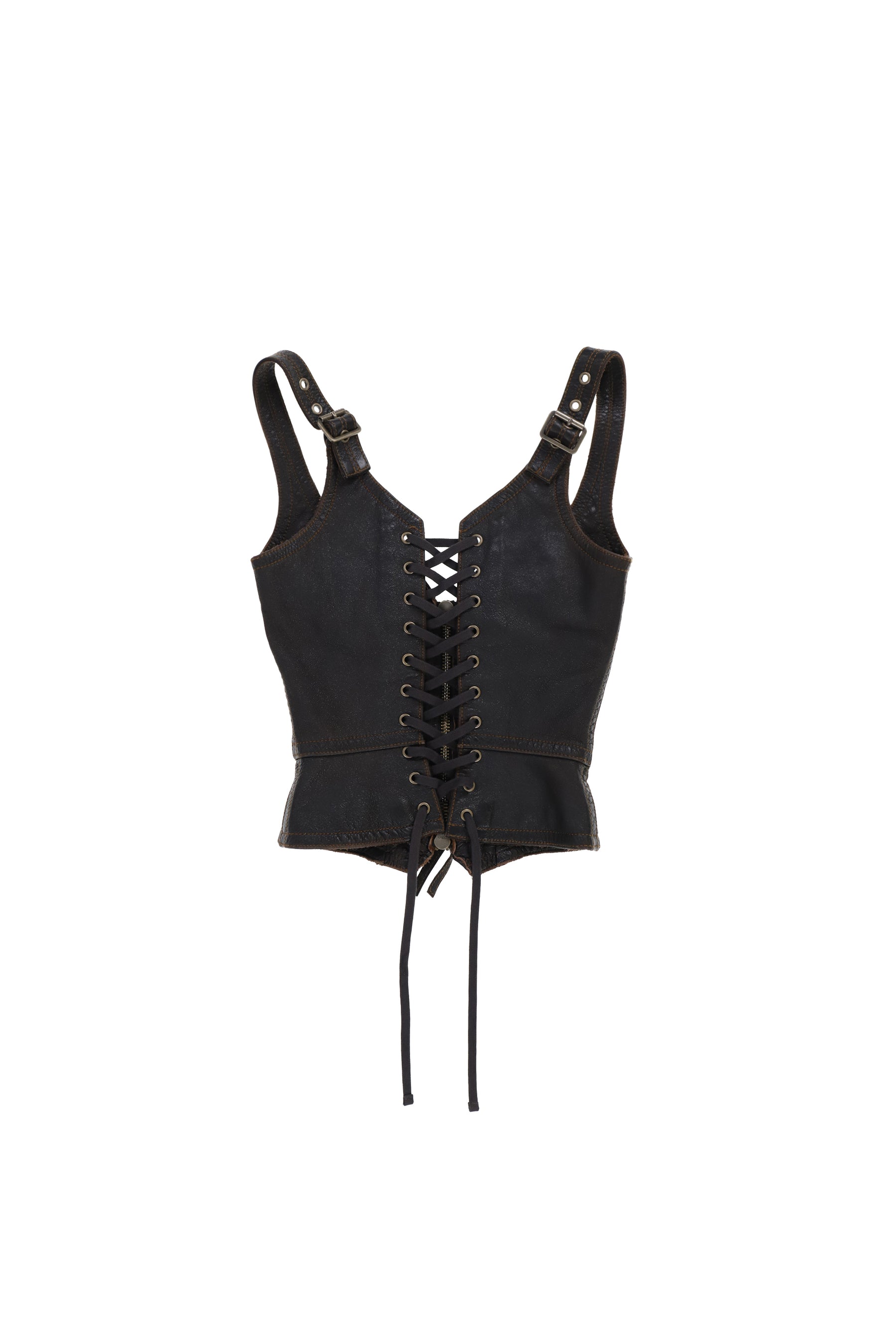 LEATHER VEST / RETRO BLK