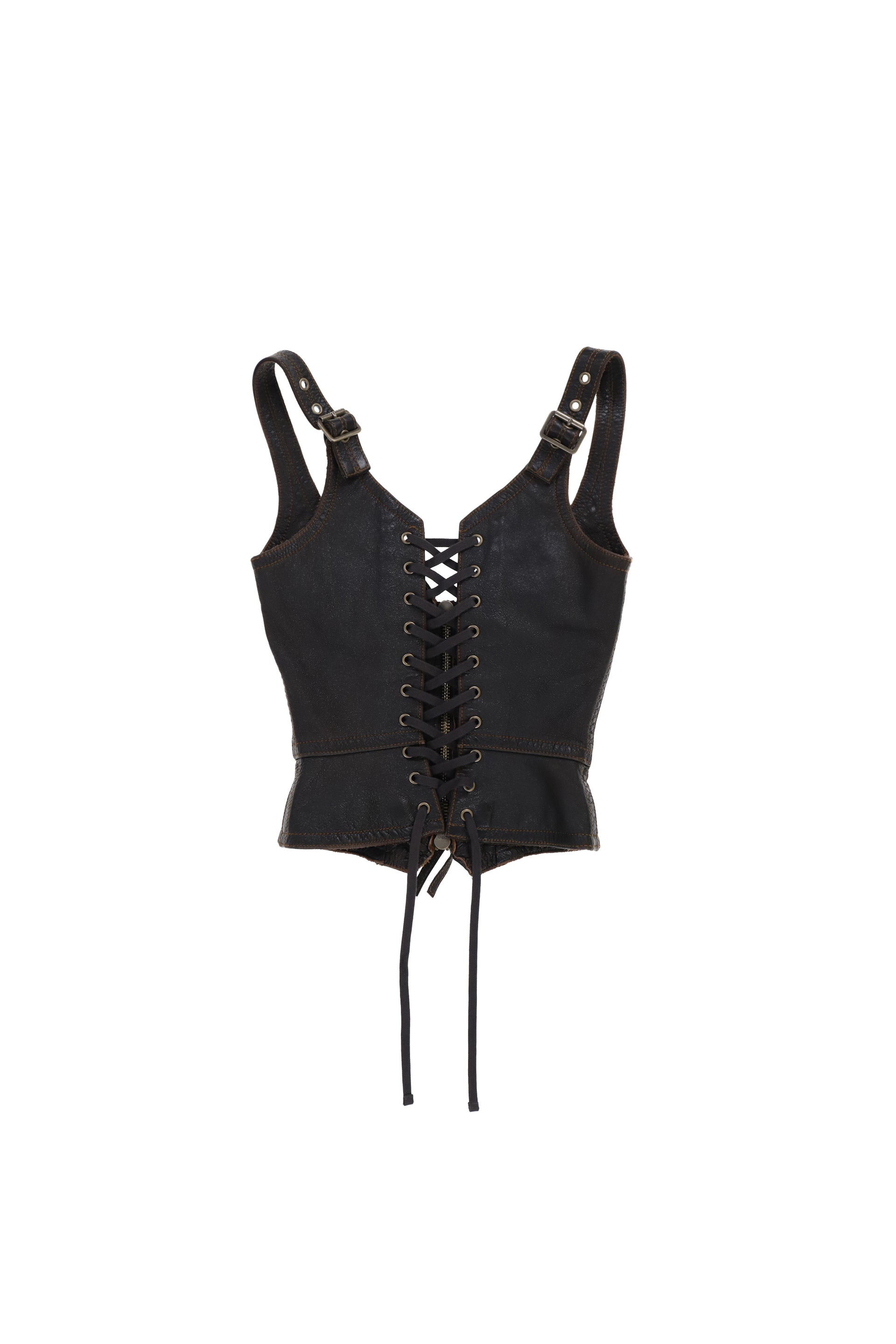 LEATHER VEST / RETRO BLK