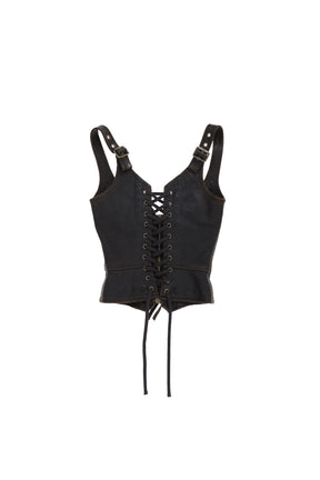LEATHER VEST / RETRO BLK