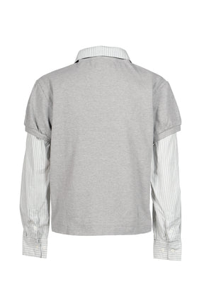 LAYERED POLO SHIRT / MELANGE GRY
