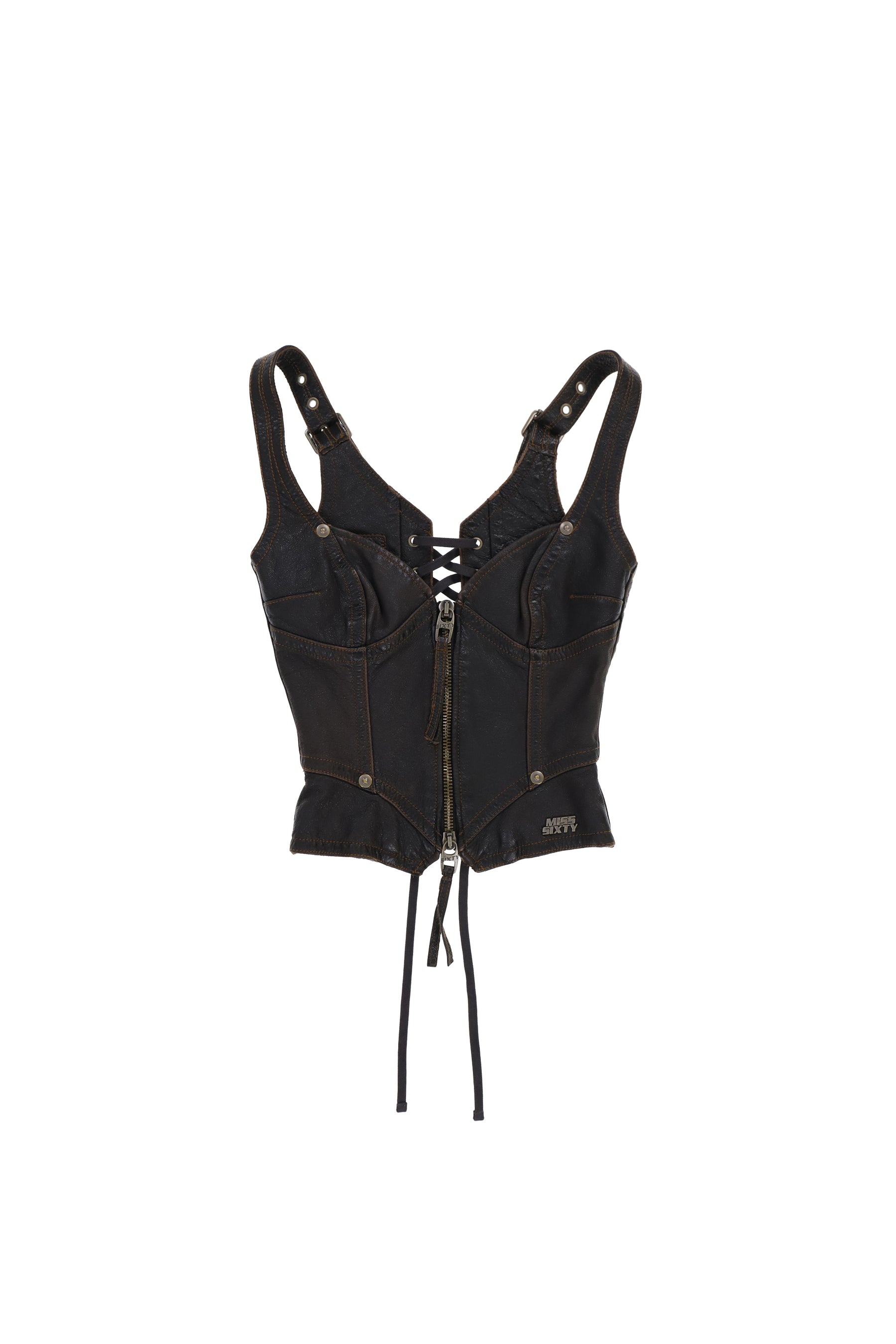 LEATHER VEST / RETRO BLK