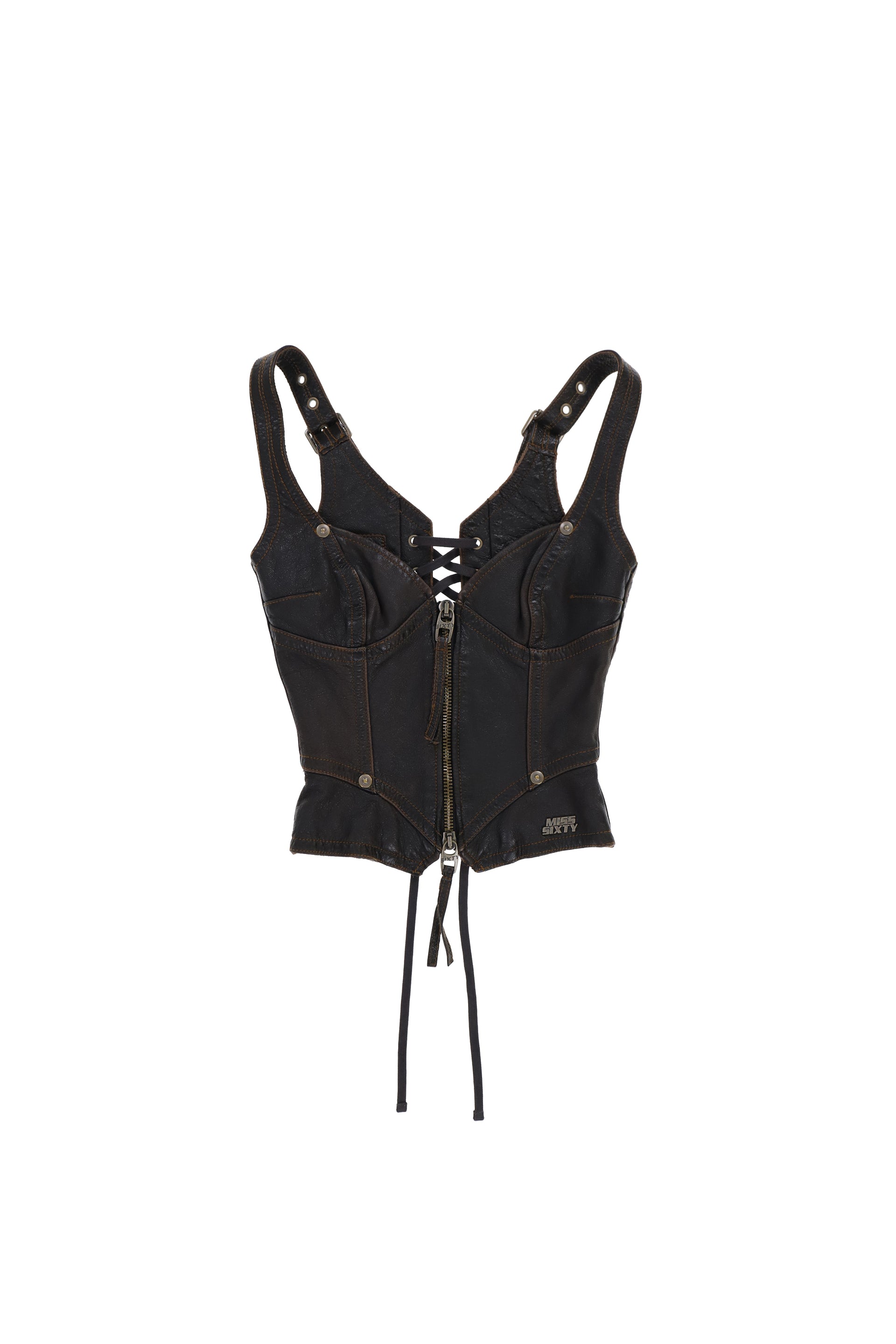 LEATHER VEST / RETRO BLK