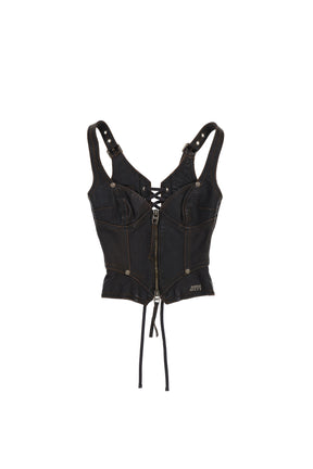 LEATHER VEST / RETRO BLK