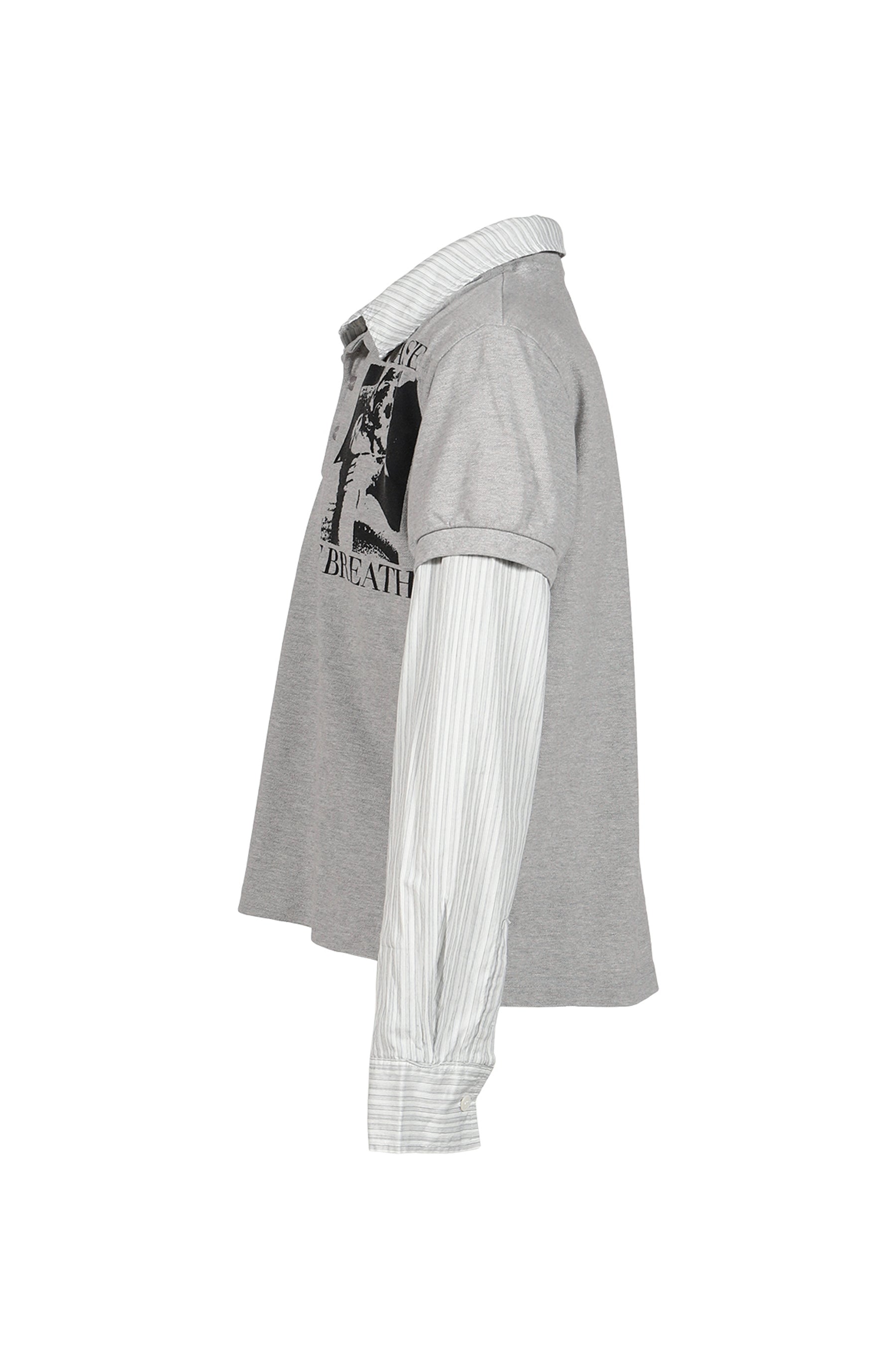 LAYERED POLO SHIRT / MELANGE GRY