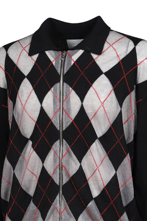 CITIES' ZIP CARDIGAN ARGYLE / BLK