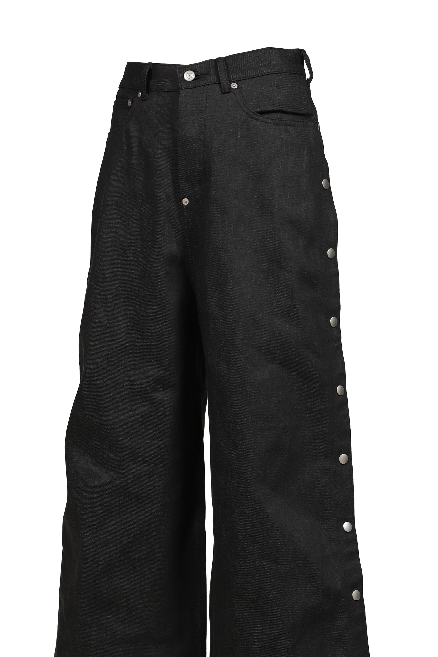 RH SUPER BAGGY SIDE SNAP JEAN / RAW BLK