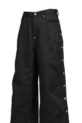 RH SUPER BAGGY SIDE SNAP JEAN / RAW BLK