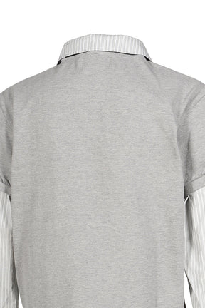 LAYERED POLO SHIRT / MELANGE GRY
