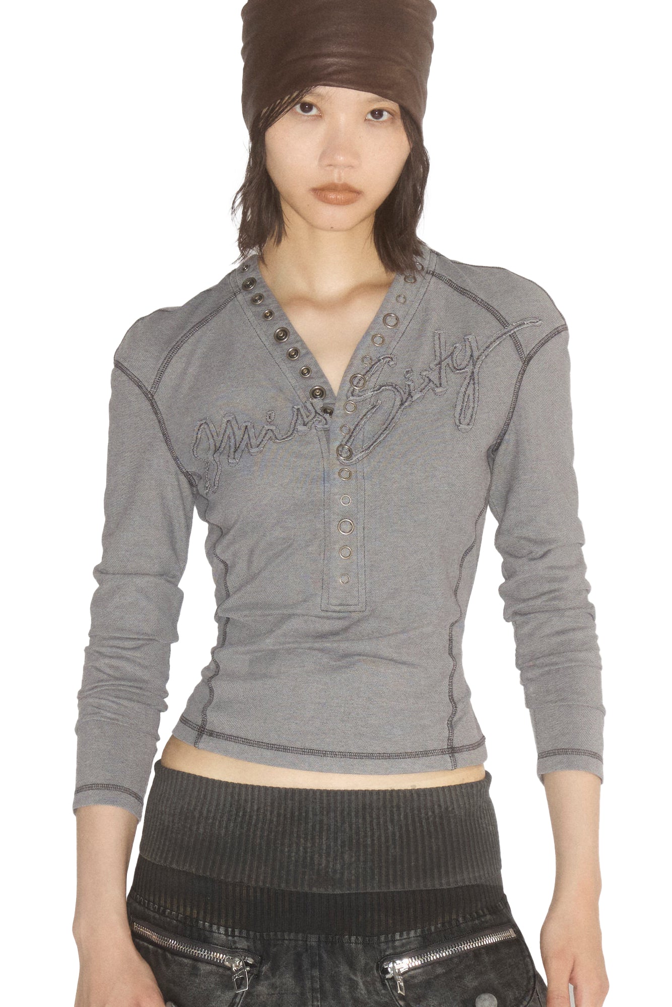 LOGO PATCHWORK T-SHIRT / WASHED BLK