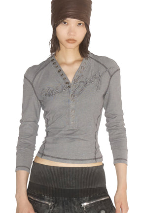 LOGO PATCHWORK T-SHIRT / WASHED BLK