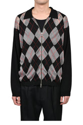 CITIES' ZIP CARDIGAN ARGYLE / BLK