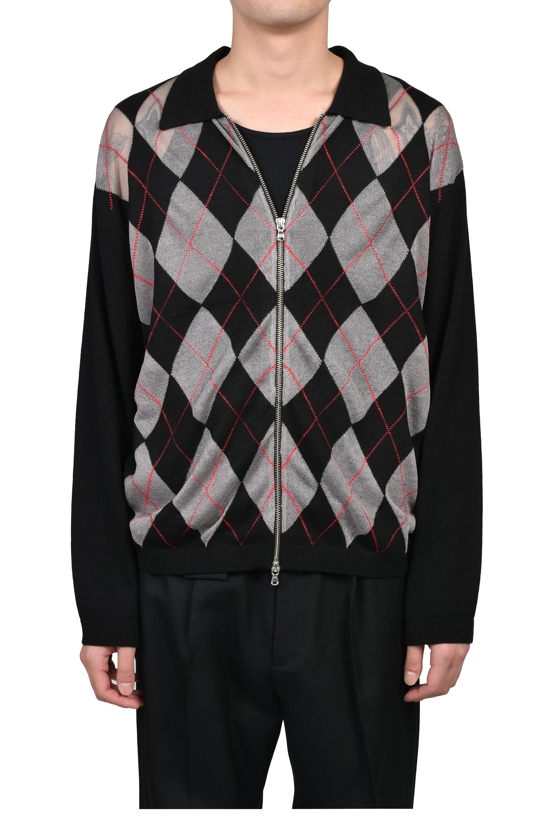 CITIES' ZIP CARDIGAN ARGYLE / BLK