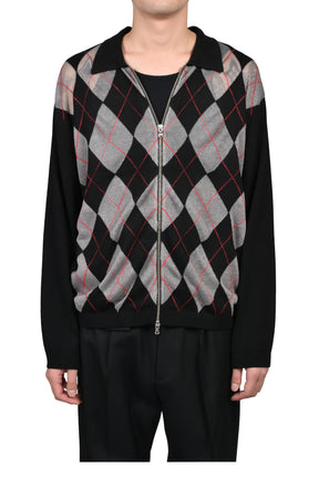 CITIES' ZIP CARDIGAN ARGYLE / BLK