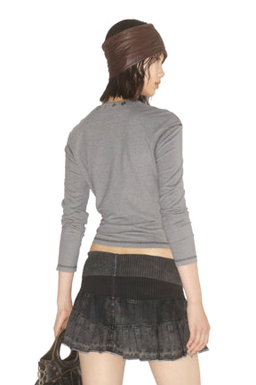 LOGO PATCHWORK T-SHIRT / WASHED BLK