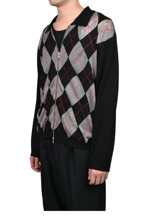 CITIES' ZIP CARDIGAN ARGYLE / BLK
