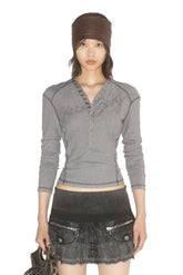 LOGO PATCHWORK T-SHIRT / WASHED BLK