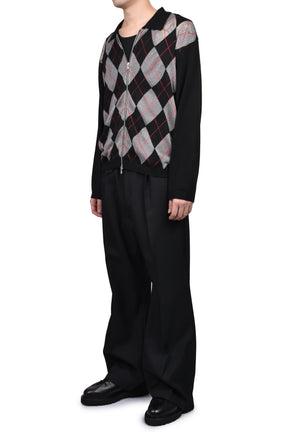 CITIES' ZIP CARDIGAN ARGYLE / BLK