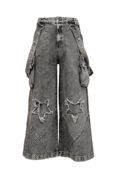 DANCEFLOOR'S STAR QUILTED JEANS / GRY