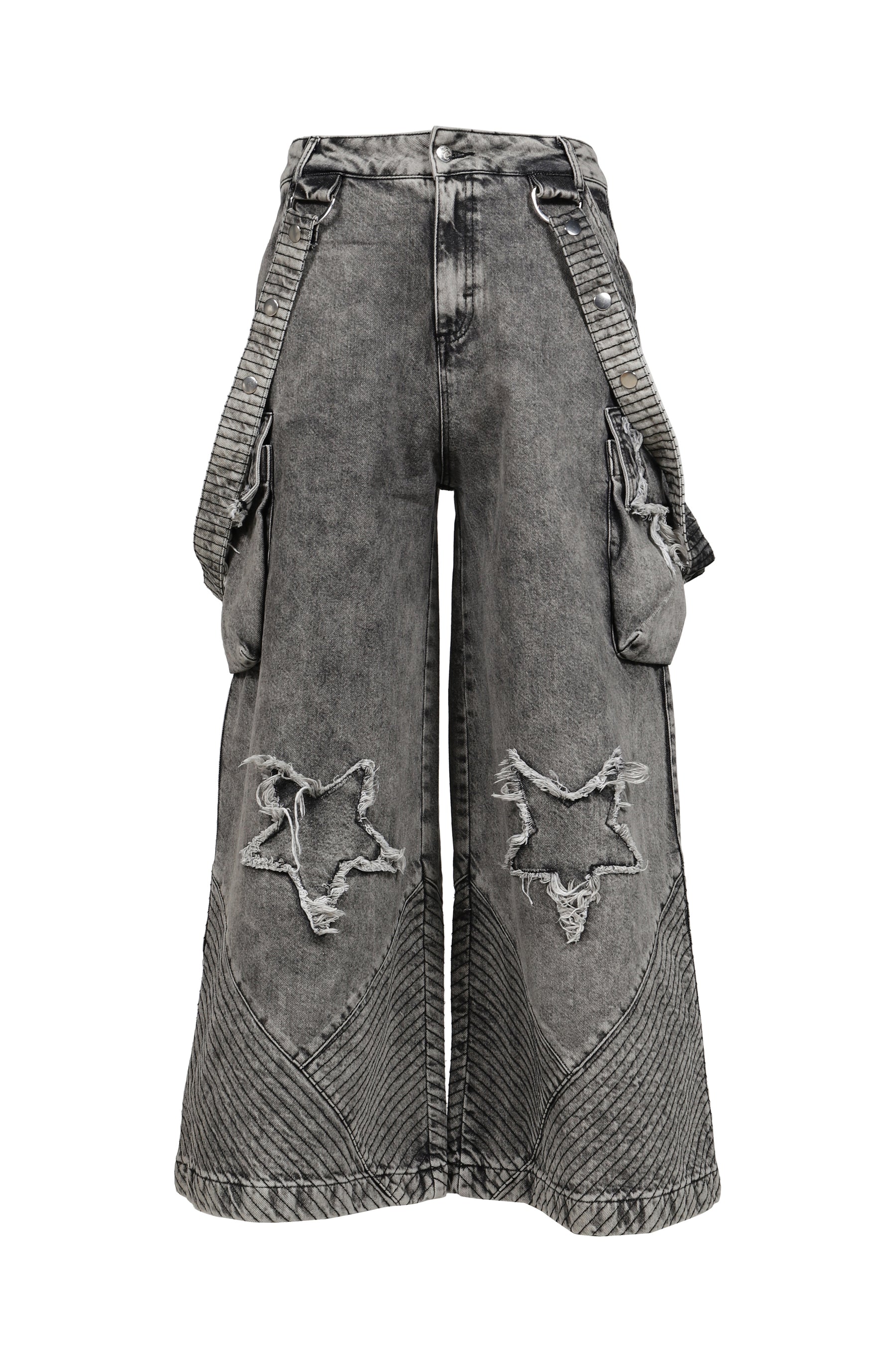 DANCEFLOOR'S STAR QUILTED JEANS / GRY