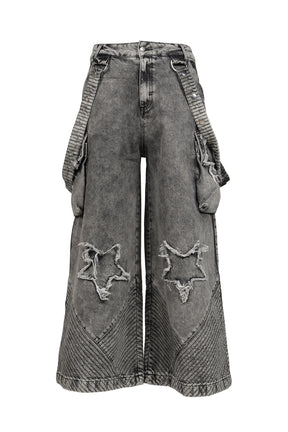 DANCEFLOOR'S STAR QUILTED JEANS / GRY