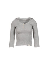 3/4 G WAFFLE BUTTON FLY TEE / GRY
