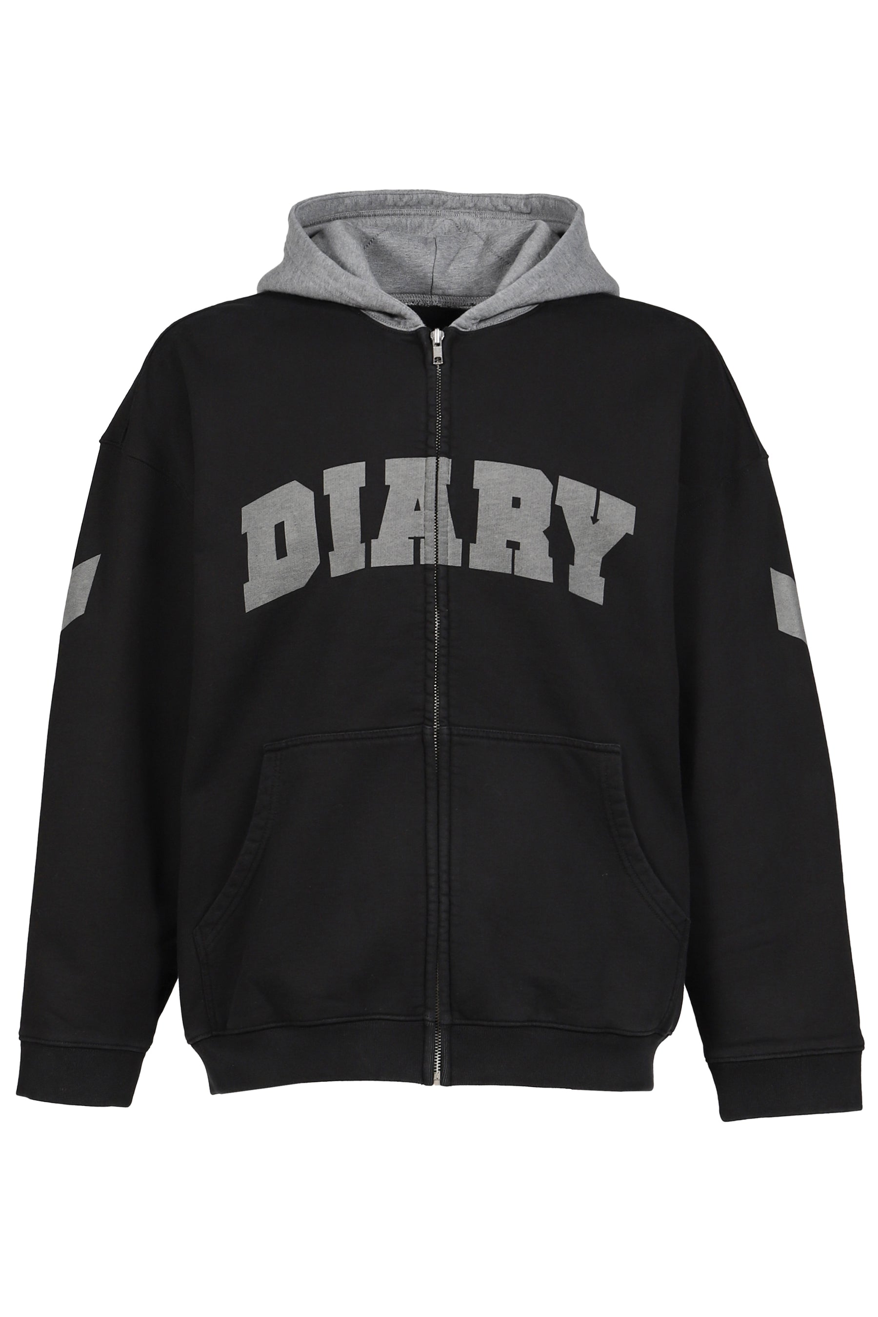 ARCH LOGO ZIP HOODIE / BLK GRY