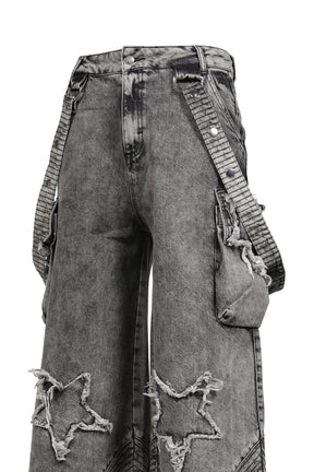 DANCEFLOOR'S STAR QUILTED JEANS / GRY