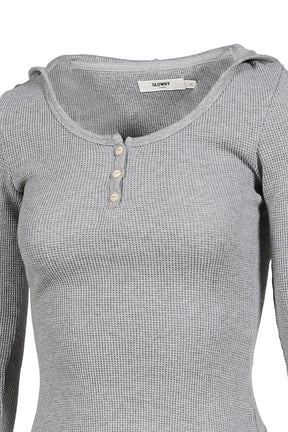 3/4 G WAFFLE BUTTON FLY TEE / GRY