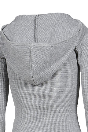 3/4 G WAFFLE BUTTON FLY TEE / GRY